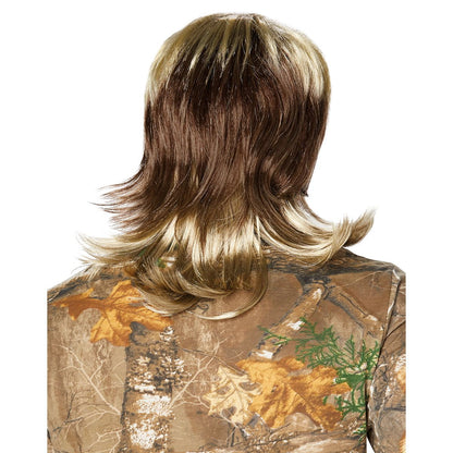 Blond Mullet Wig With Mustache BLONDE/BROWN