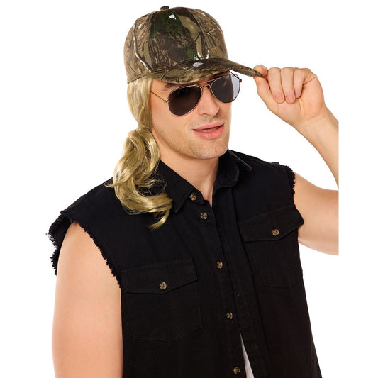 Camo Hat with Blonde Hair MULTI-COLOR