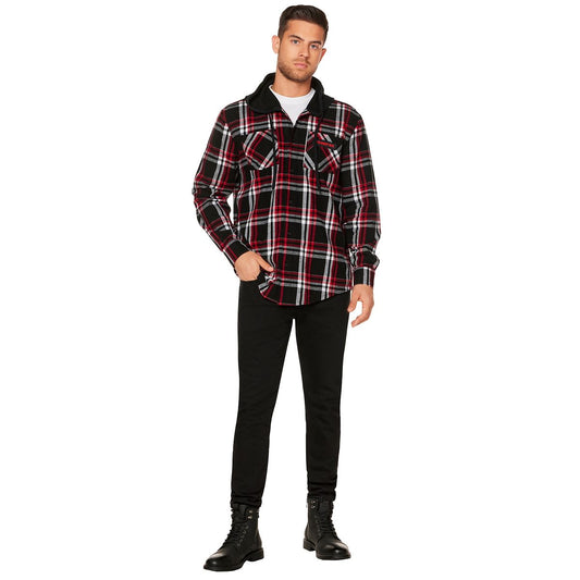 Adult Art the Clown Hooded Flannel - Terrifier RED/WHITE/BLACK