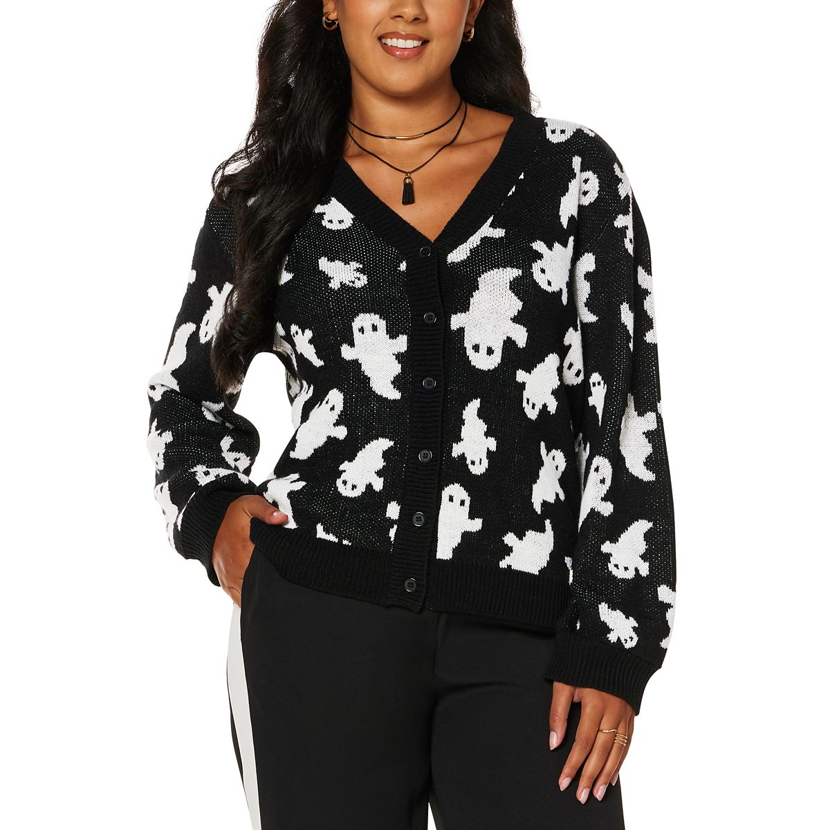 Ghost Cardigan BLACK AND WHITE