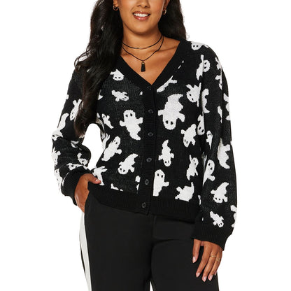 Ghost Cardigan BLACK AND WHITE