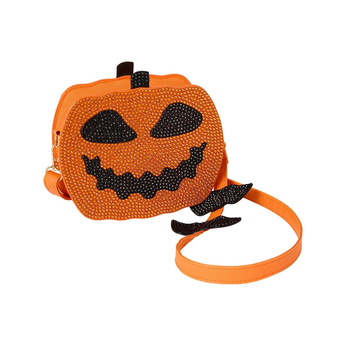Rhinestone Jack-O'-Lantern Crossbody Bag ORANGE