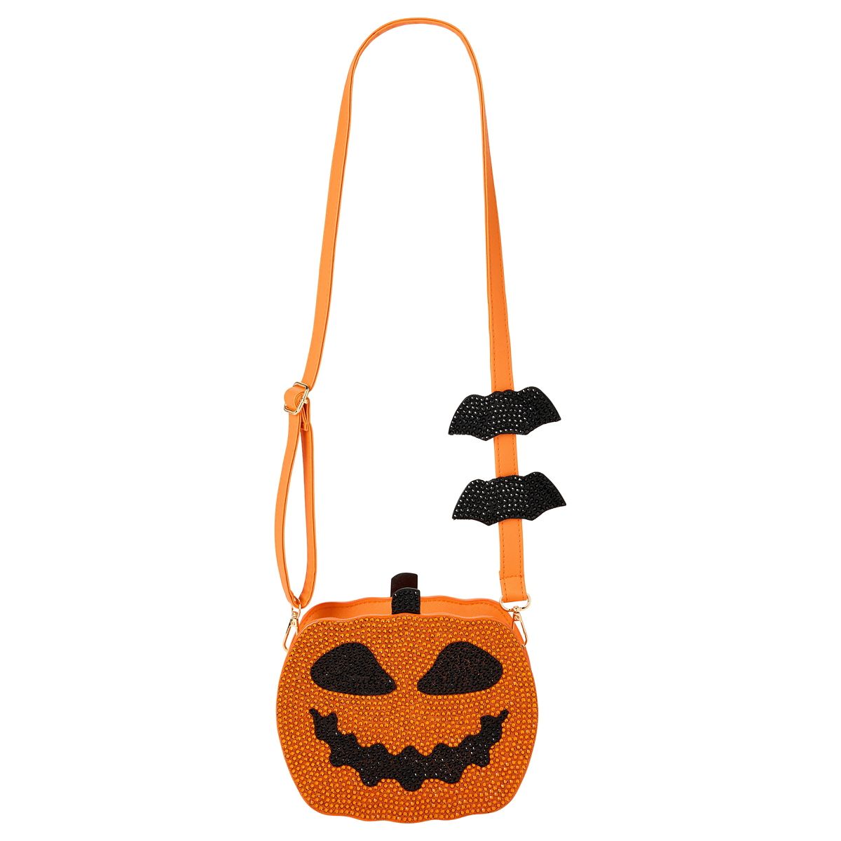 Rhinestone Jack-O'-Lantern Crossbody Bag ORANGE