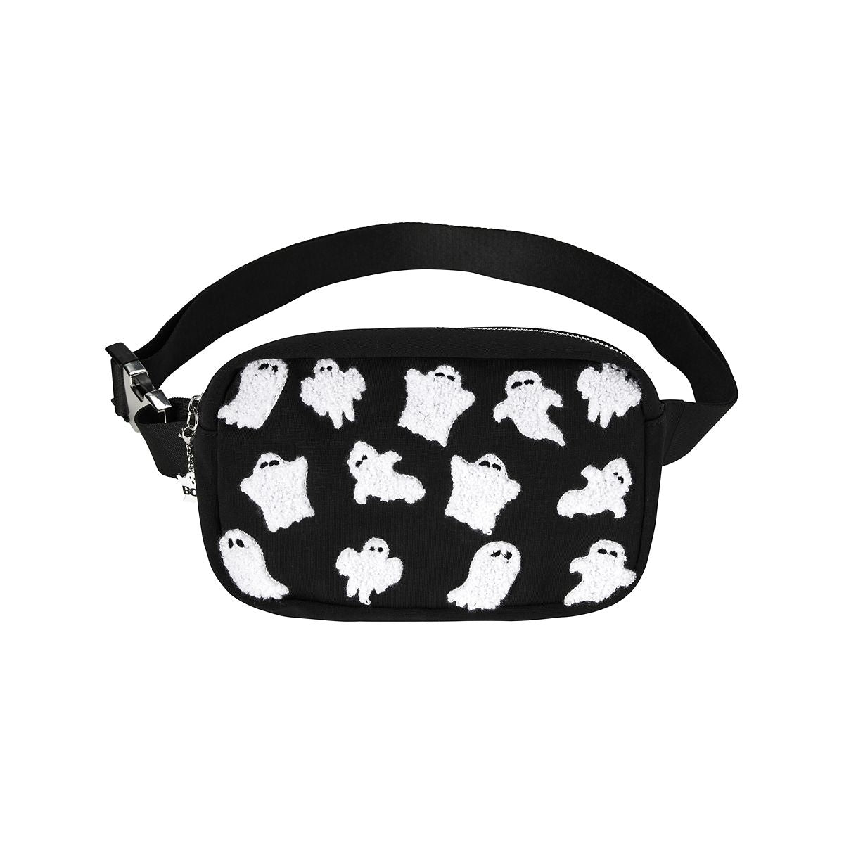 Fuzzy Ghost Fanny Pack BLACK AND WHITE