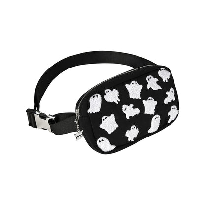 Fuzzy Ghost Fanny Pack BLACK AND WHITE