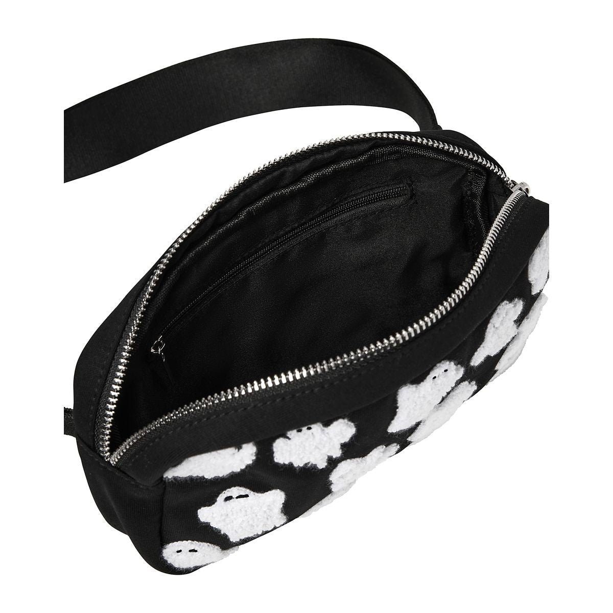 Fuzzy Ghost Fanny Pack BLACK AND WHITE