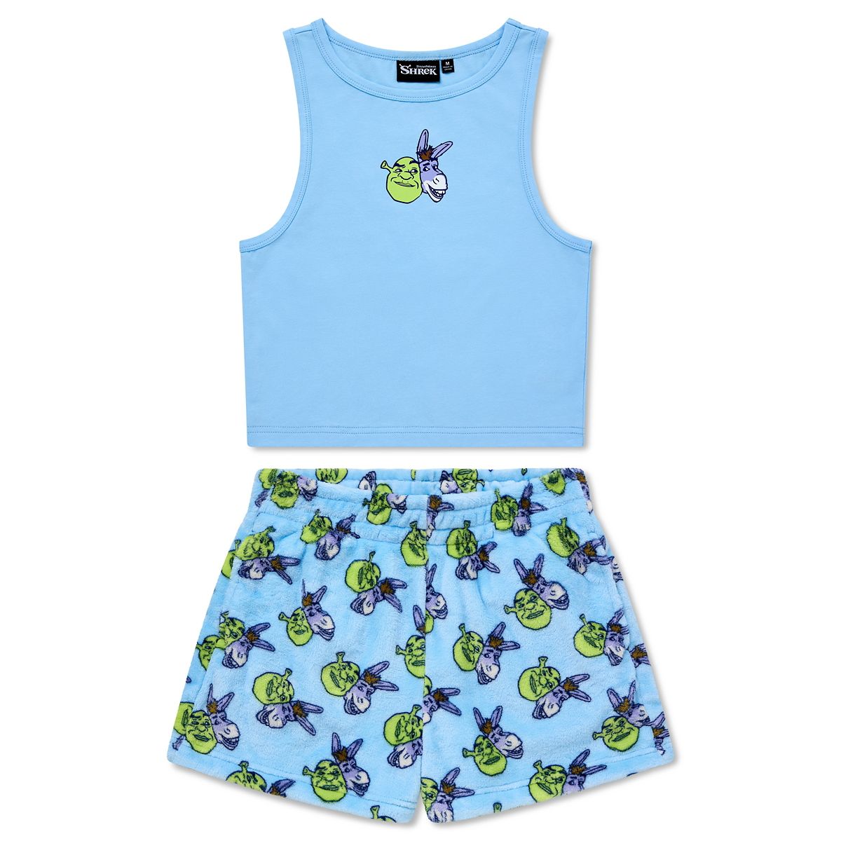 Shrek and Donkey Tank Top and Shorts Set - Shrek LIGHT BLUE