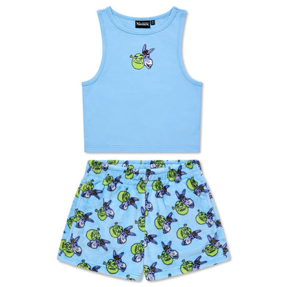 Shrek and Donkey Tank Top and Shorts Set - Shrek LIGHT BLUE