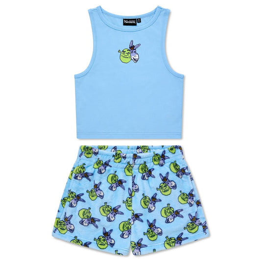Shrek and Donkey Tank Top and Shorts Set - Shrek LIGHT BLUE