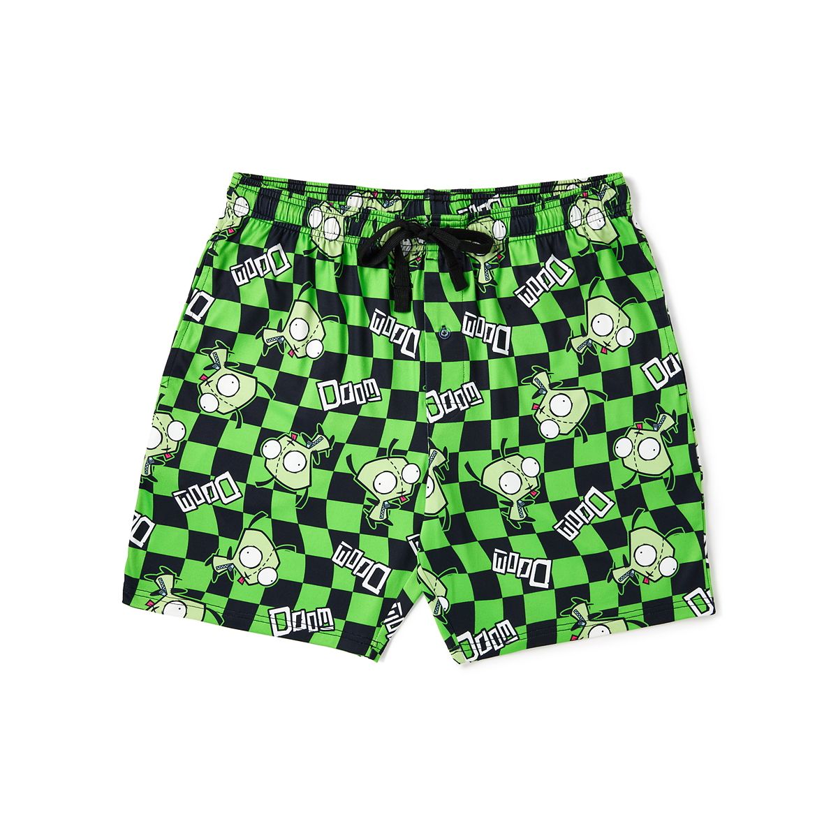 GIR Checkered Lounge Shorts - Invader Zim GREEN