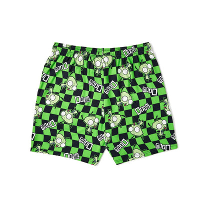 GIR Checkered Lounge Shorts - Invader Zim GREEN