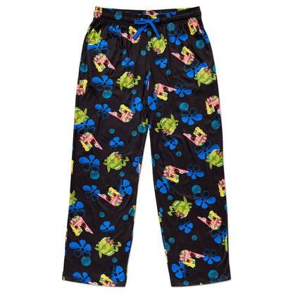 SpongeBob SquarePants Sea Bear Blue Flower Lounge Pants BLACK