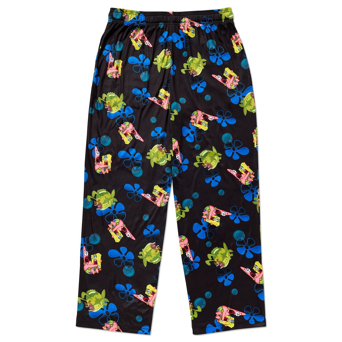 SpongeBob SquarePants Sea Bear Blue Flower Lounge Pants BLACK