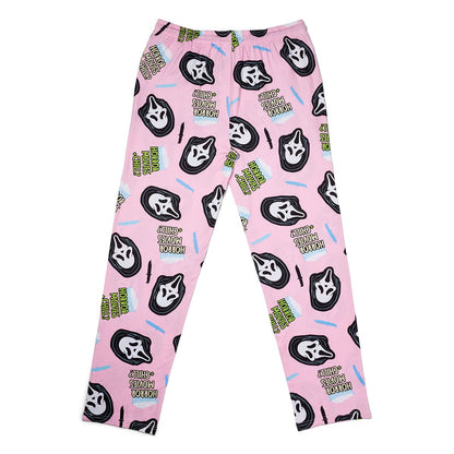 Ghost Face Horror Movies and Chill Lounge Pants LIGHT PINK