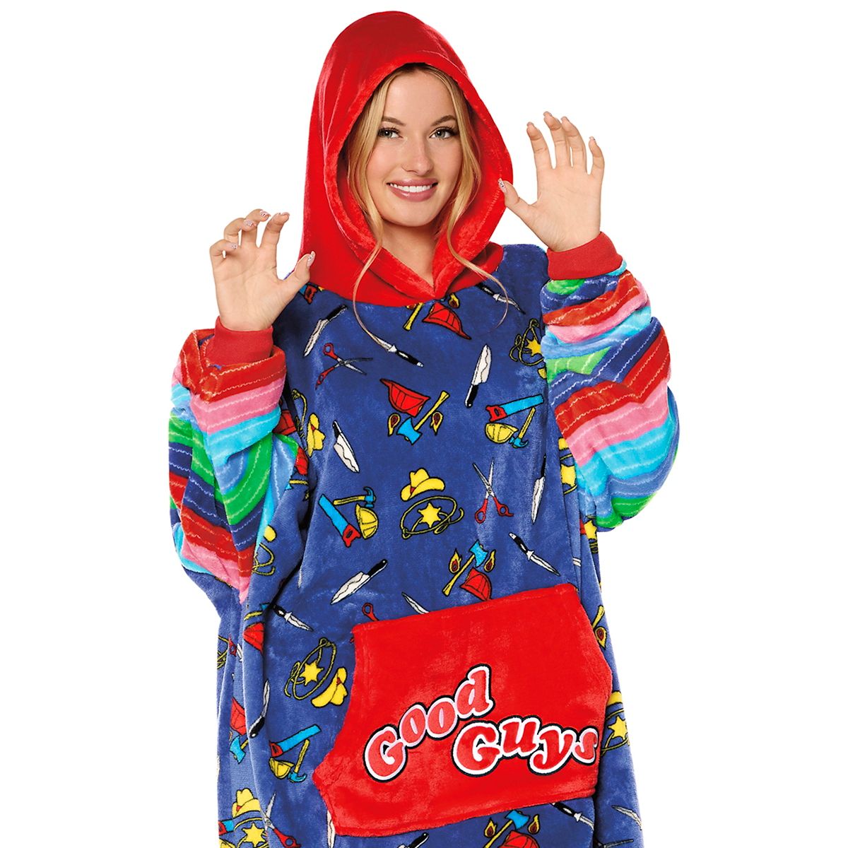 Chucky Good Guys Hooded Blanket RED / BLUE