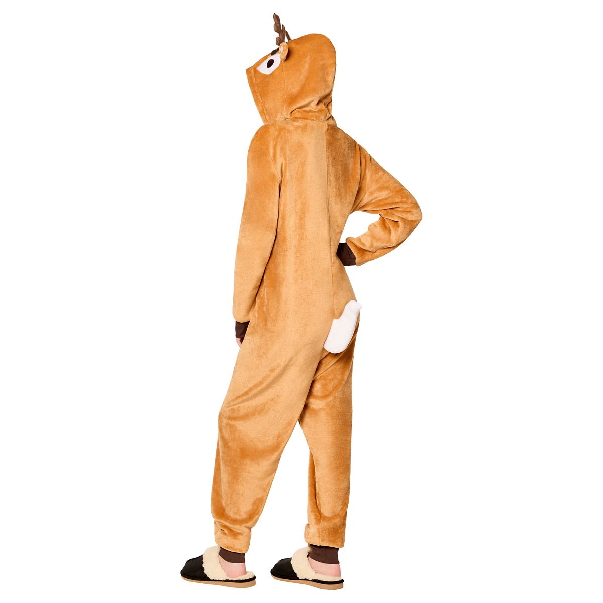 Reindeer Hooded Plush Jumpsuit BROWN