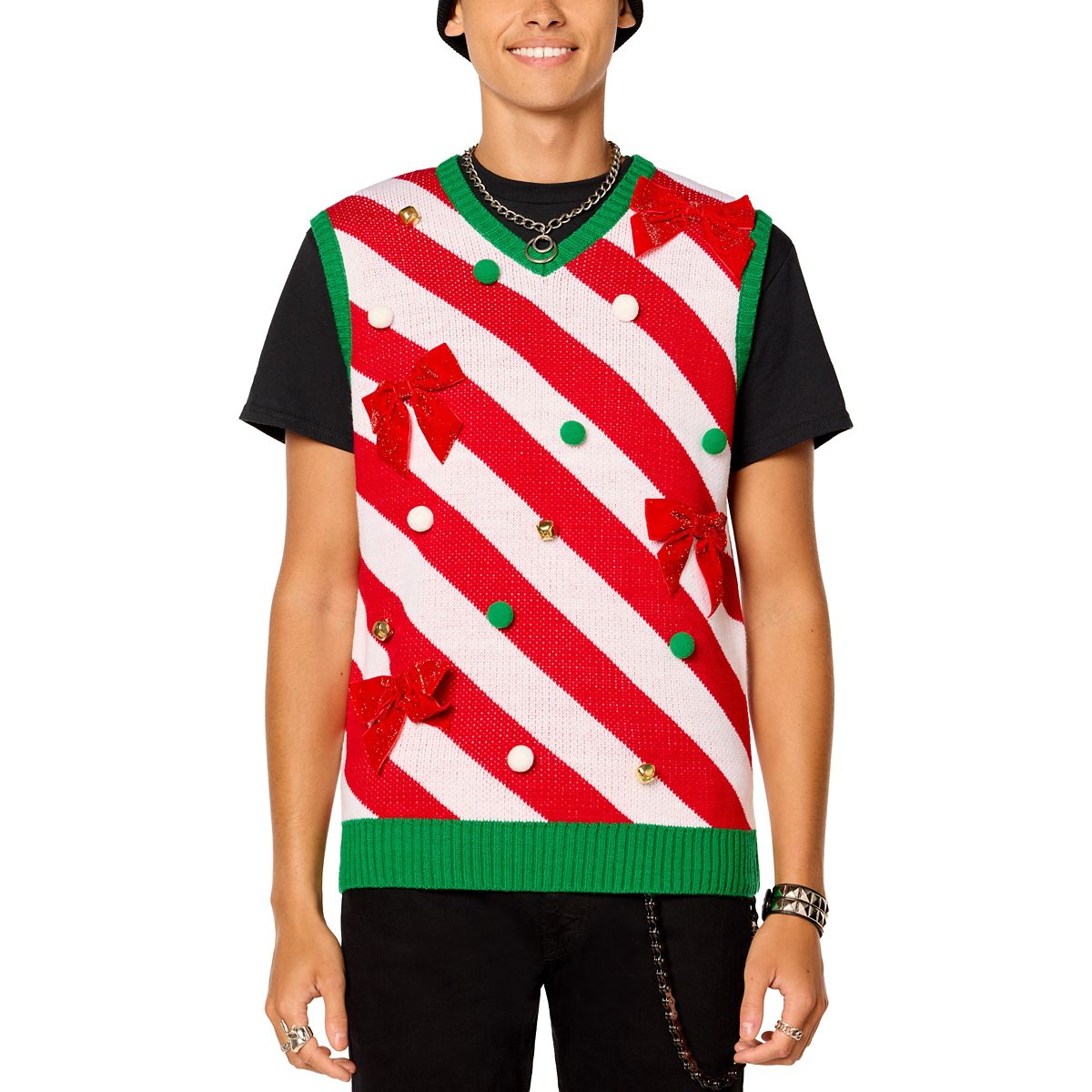 Bow and Bell Christmas Sweater Vest MULTI-COLOR