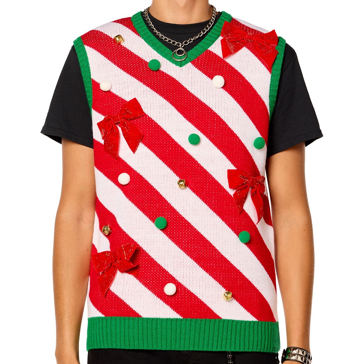 Bow and Bell Christmas Sweater Vest MULTI-COLOR