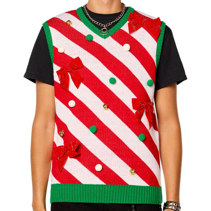 Bow and Bell Christmas Sweater Vest MULTI-COLOR