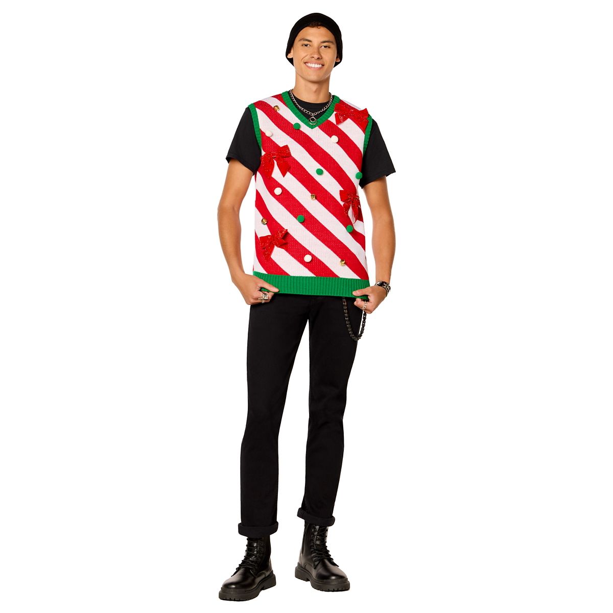 Bow and Bell Christmas Sweater Vest MULTI-COLOR