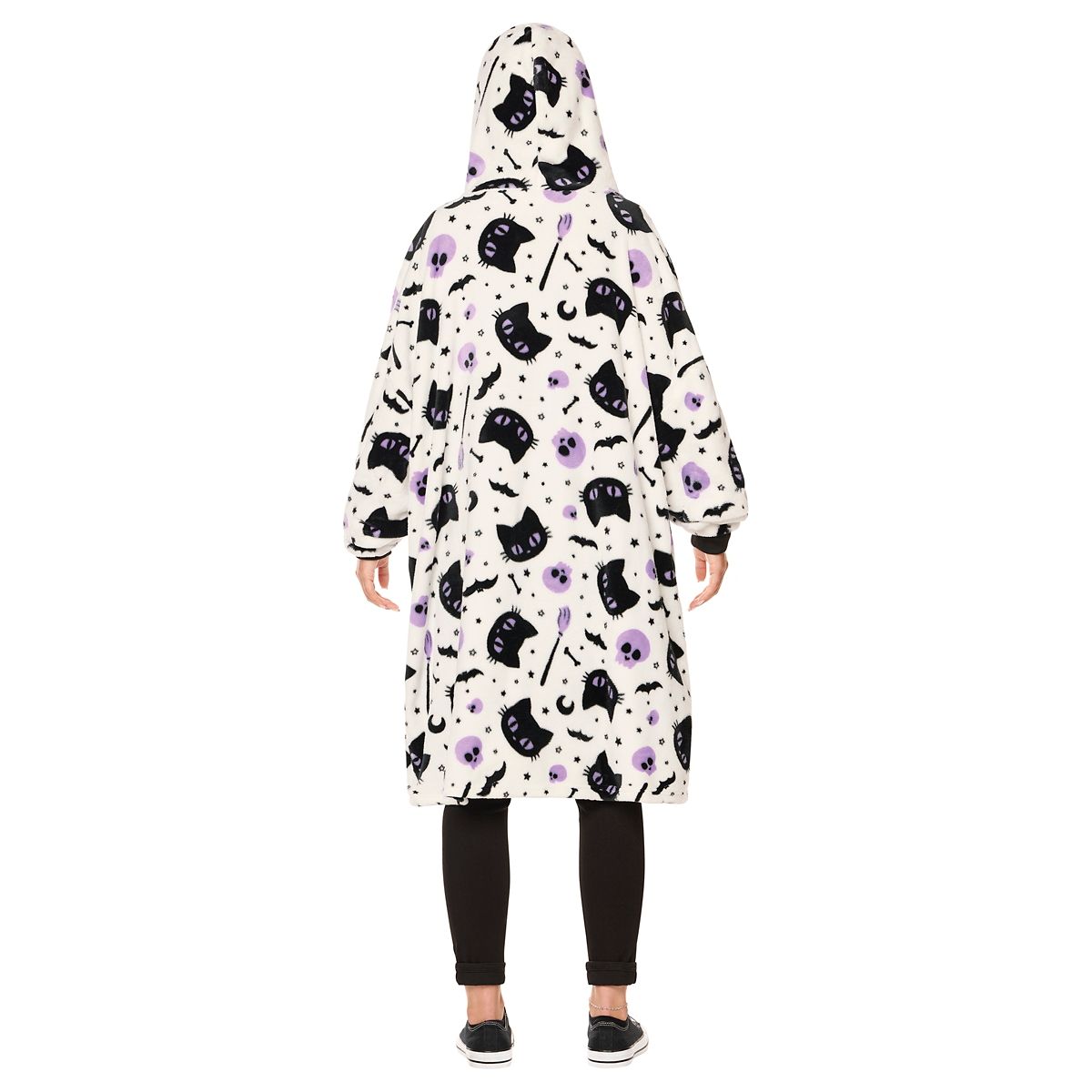 Cats and Bats Hooded Blanket WHITE