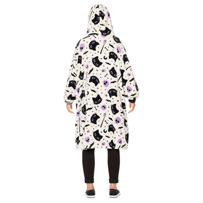 Cats and Bats Hooded Blanket WHITE