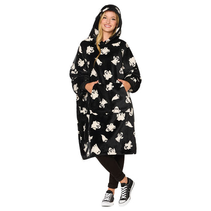 Ghost Wearable Blanket BLACK AND WHITE