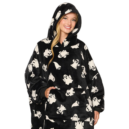 Ghost Wearable Blanket BLACK AND WHITE