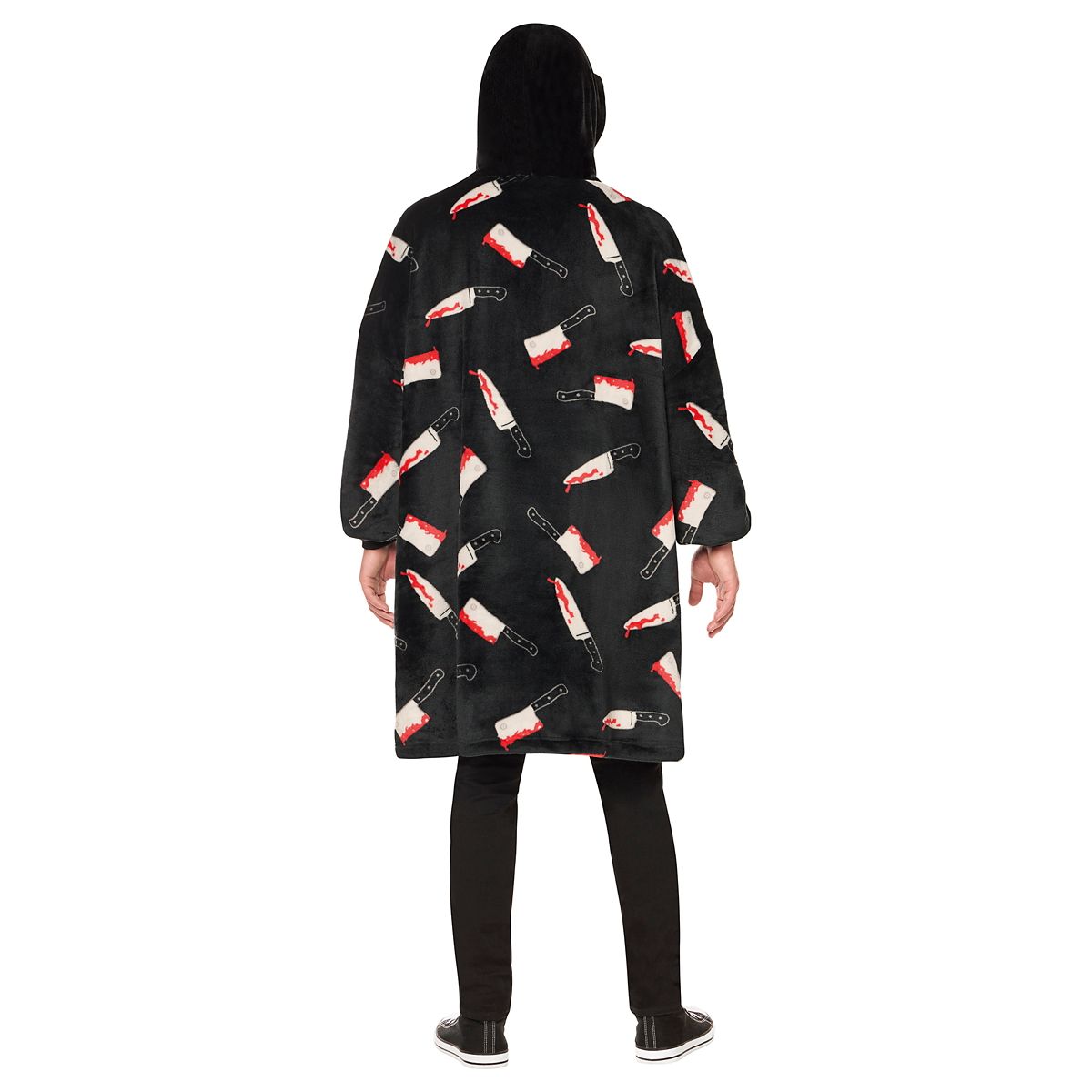 Ghost Face Mask Hooded Blanket BLACK AND WHITE