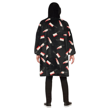 Ghost Face Mask Hooded Blanket BLACK AND WHITE
