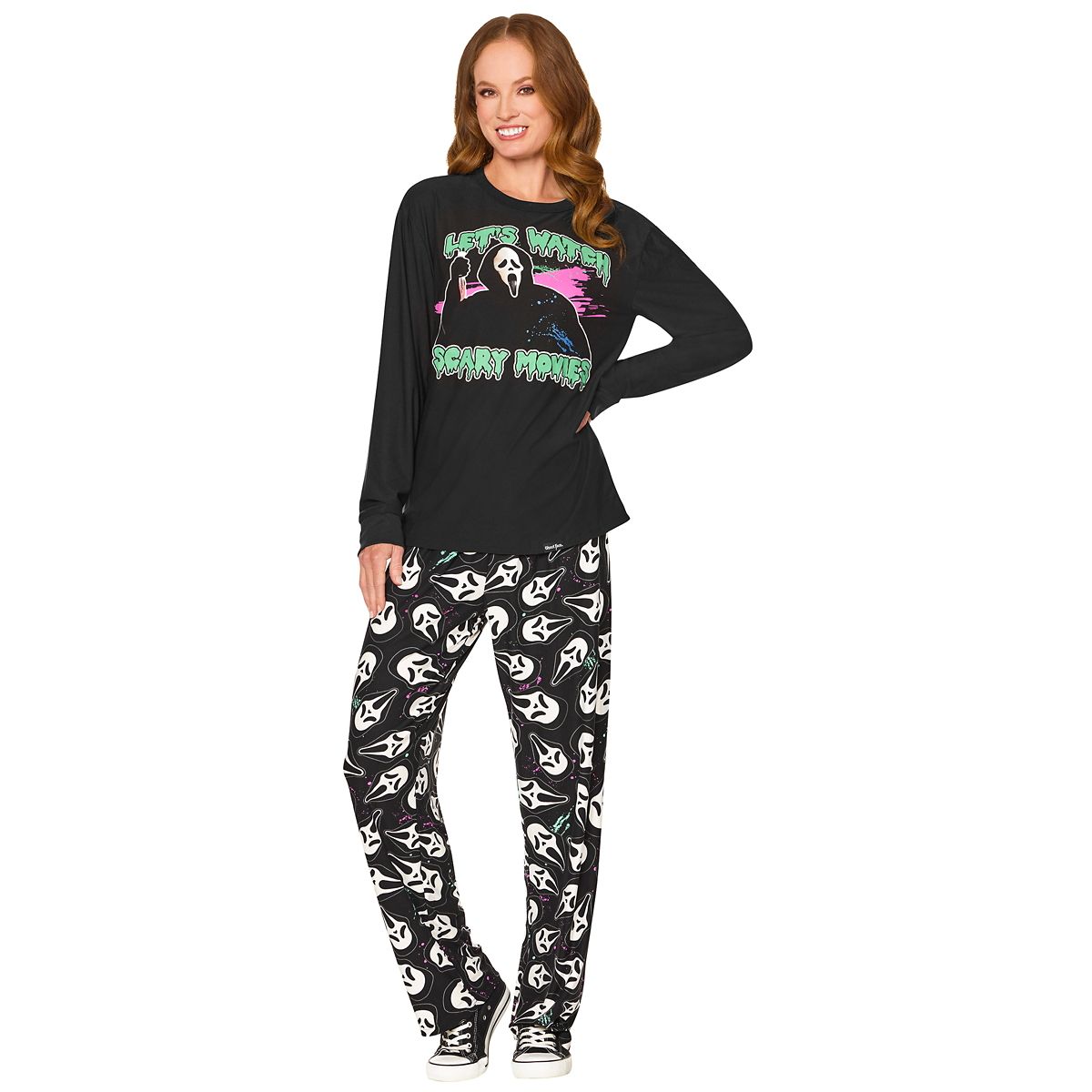 Adult Ghost Face Scary Movie Pajama Set BLACK / MULTI
