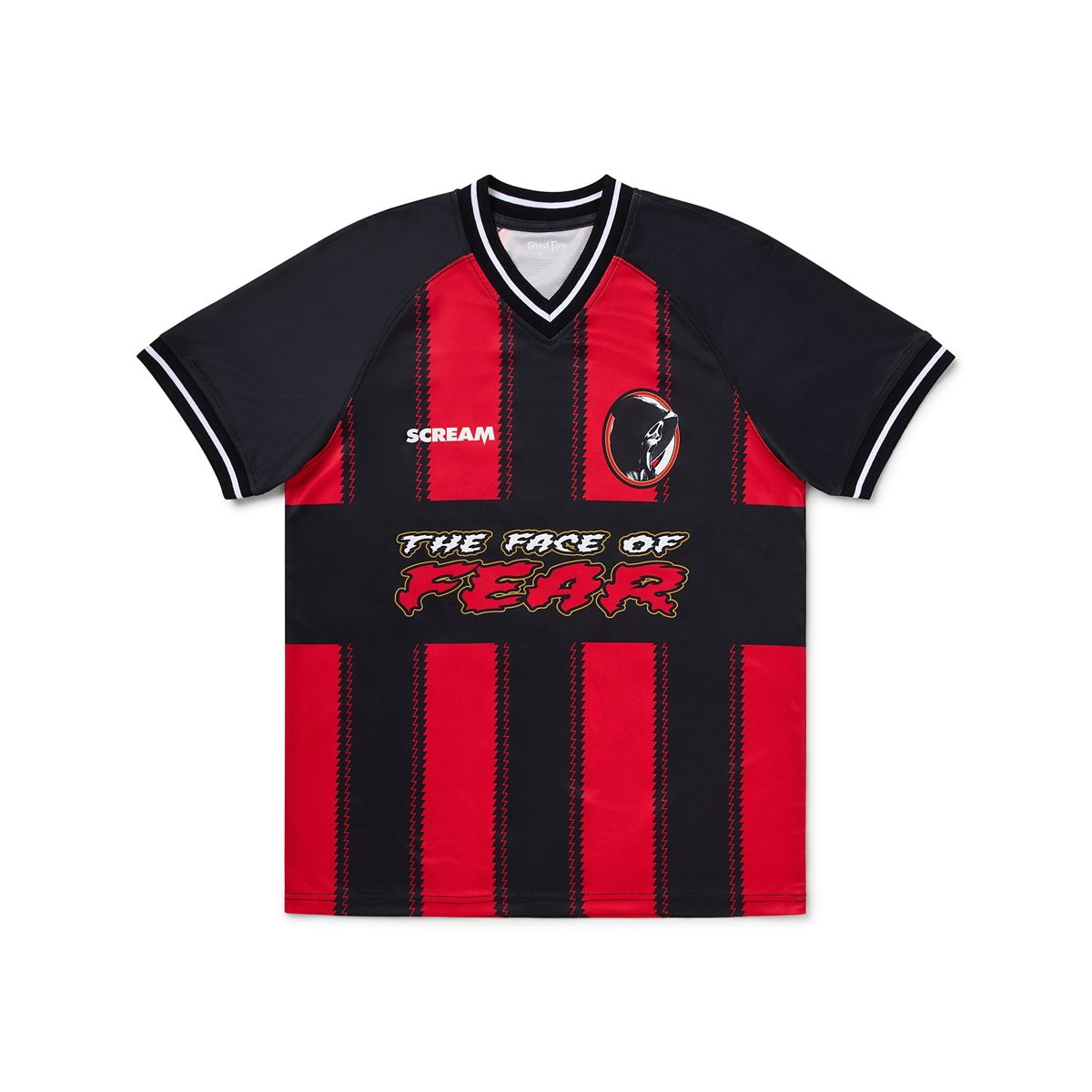 Ghost Face The Face of Fear Soccer Jersey - Scream BLACK AND RED