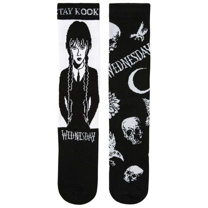 Wednesday Addams Crew Socks - 2 Pack BLACK AND WHITE