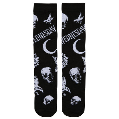 Wednesday Addams Crew Socks - 2 Pack BLACK AND WHITE