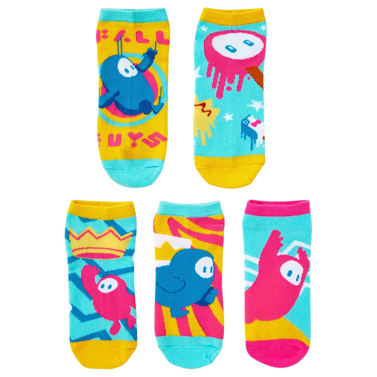Fall Guys No Show Socks - 5 Pack MULTI-COLOR