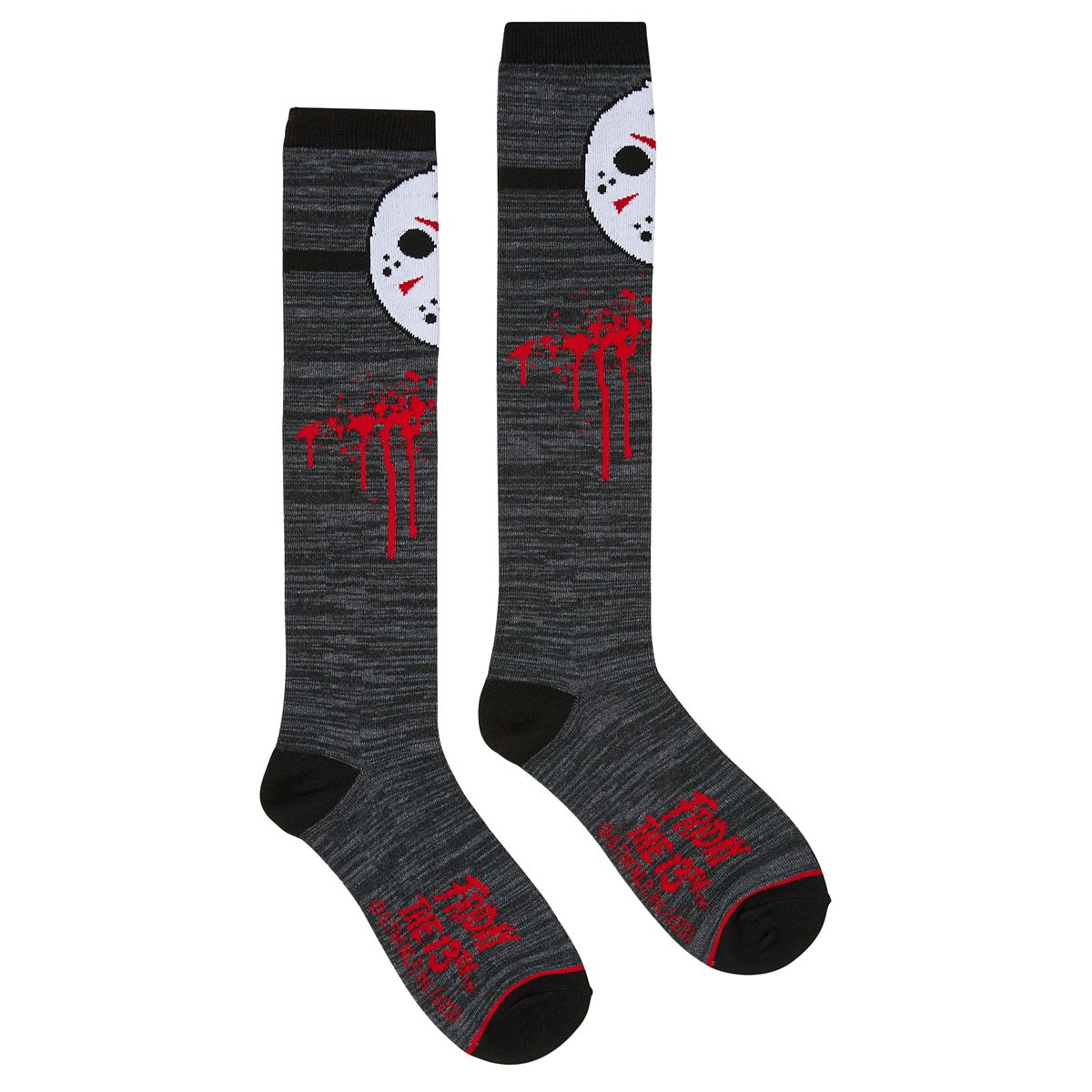 Friday The 13th Knee-High Socks BLACK AND RED