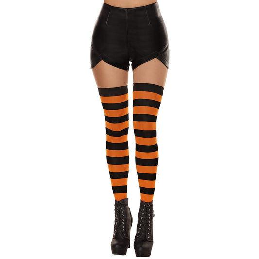 Black and Orange Striped Knee High Socks BLACK AND ORANGE