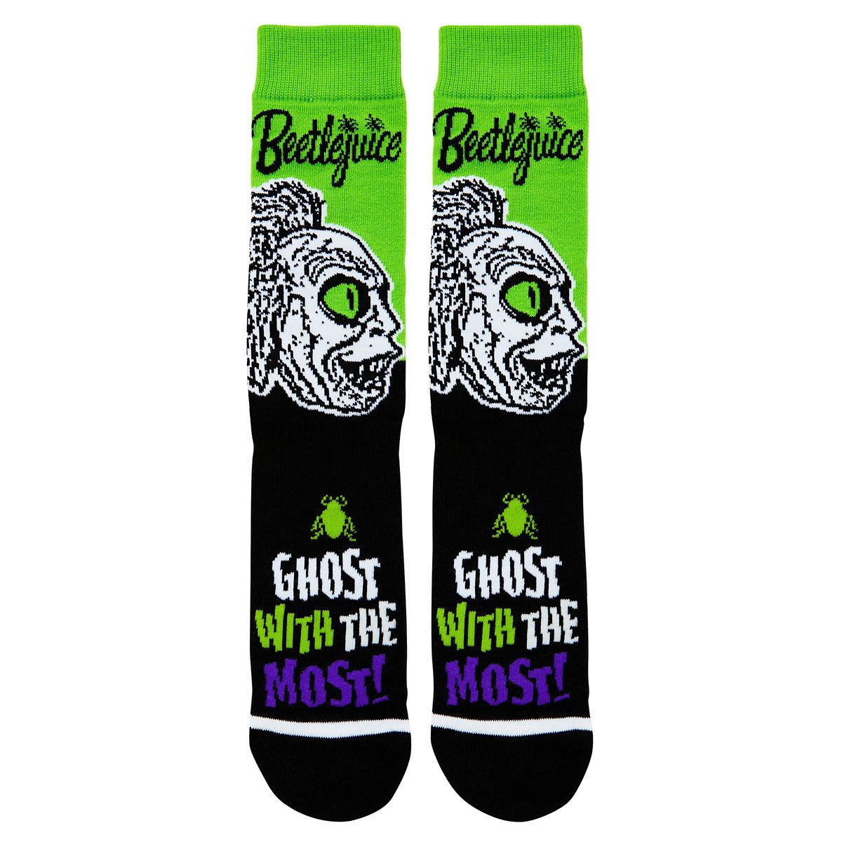 Beetlejuice Crew Socks BLACK/PURPLE/GREEN