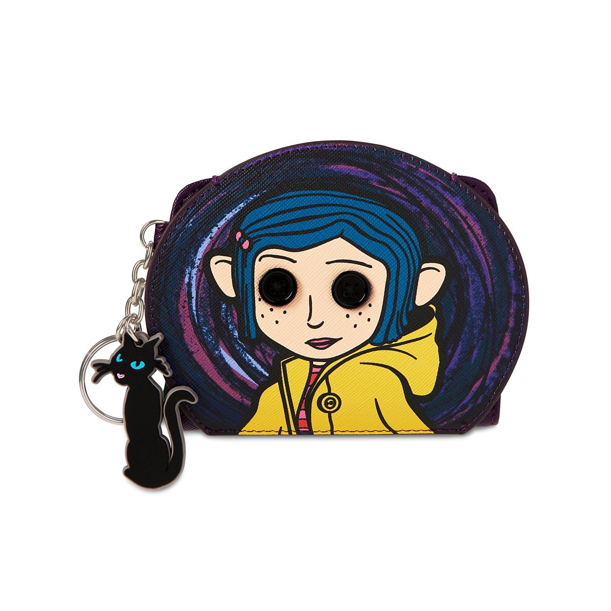 Coraline Face Circle Zip Wallet PURPLE