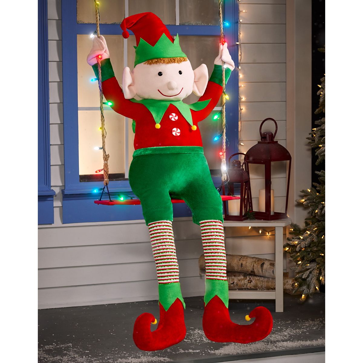 4 Ft 3 In Swinging Elf Animatronic MULTI-COLOR