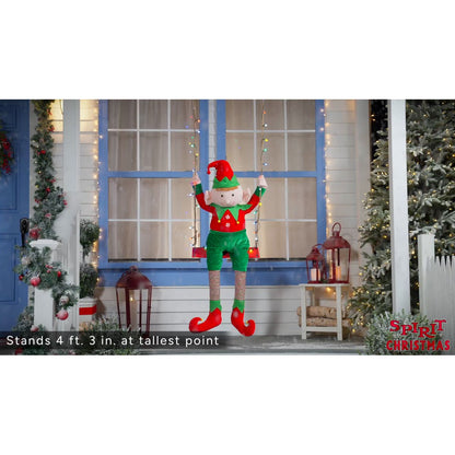 4 Ft 3 In Swinging Elf Animatronic MULTI-COLOR