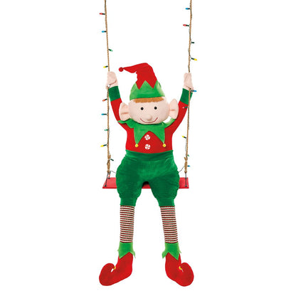 4 Ft 3 In Swinging Elf Animatronic MULTI-COLOR