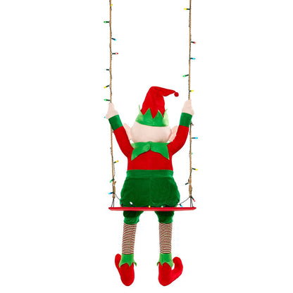 4 Ft 3 In Swinging Elf Animatronic MULTI-COLOR