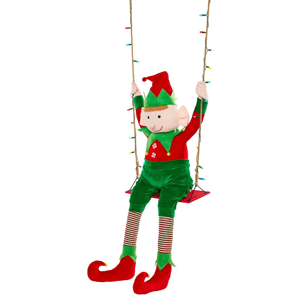 4 Ft 3 In Swinging Elf Animatronic MULTI-COLOR