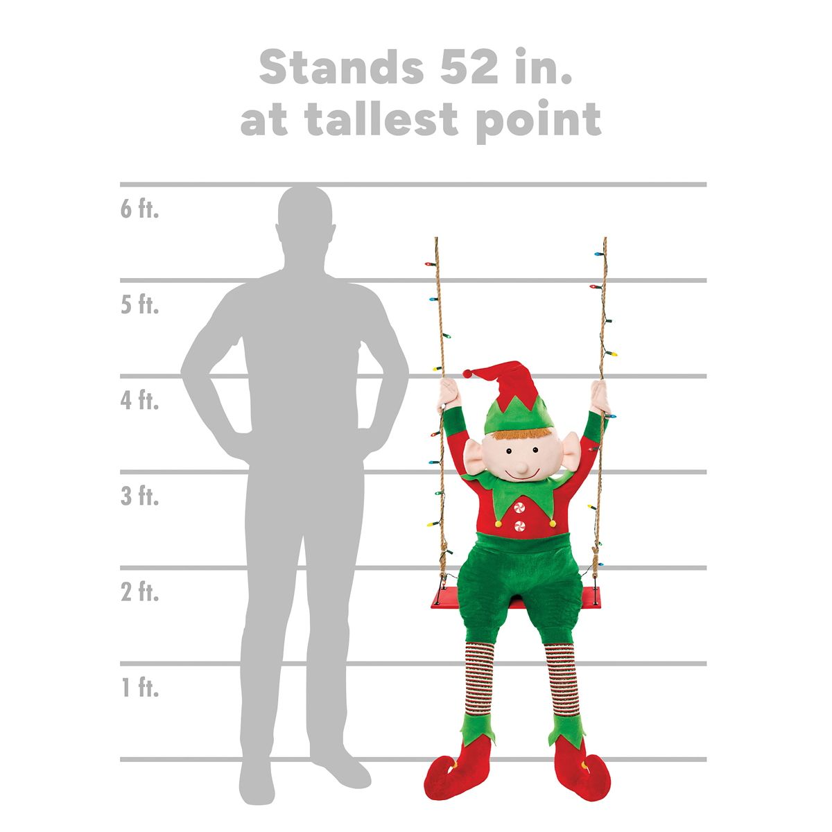 4 Ft 3 In Swinging Elf Animatronic MULTI-COLOR