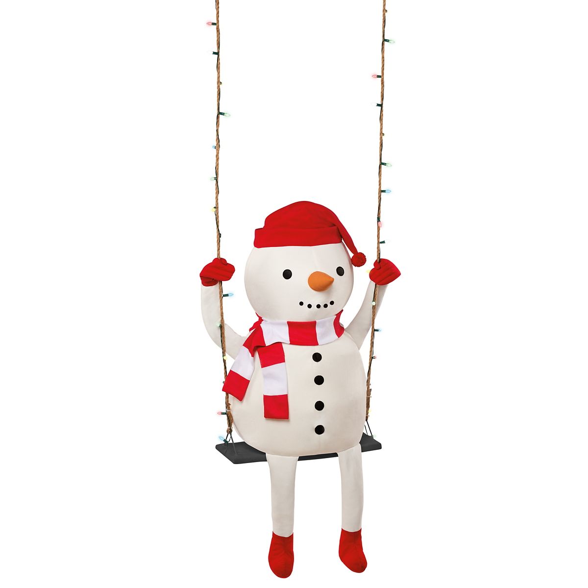 3 Ft 10 In Swinging Snowman Animatronic RED AND WHITE