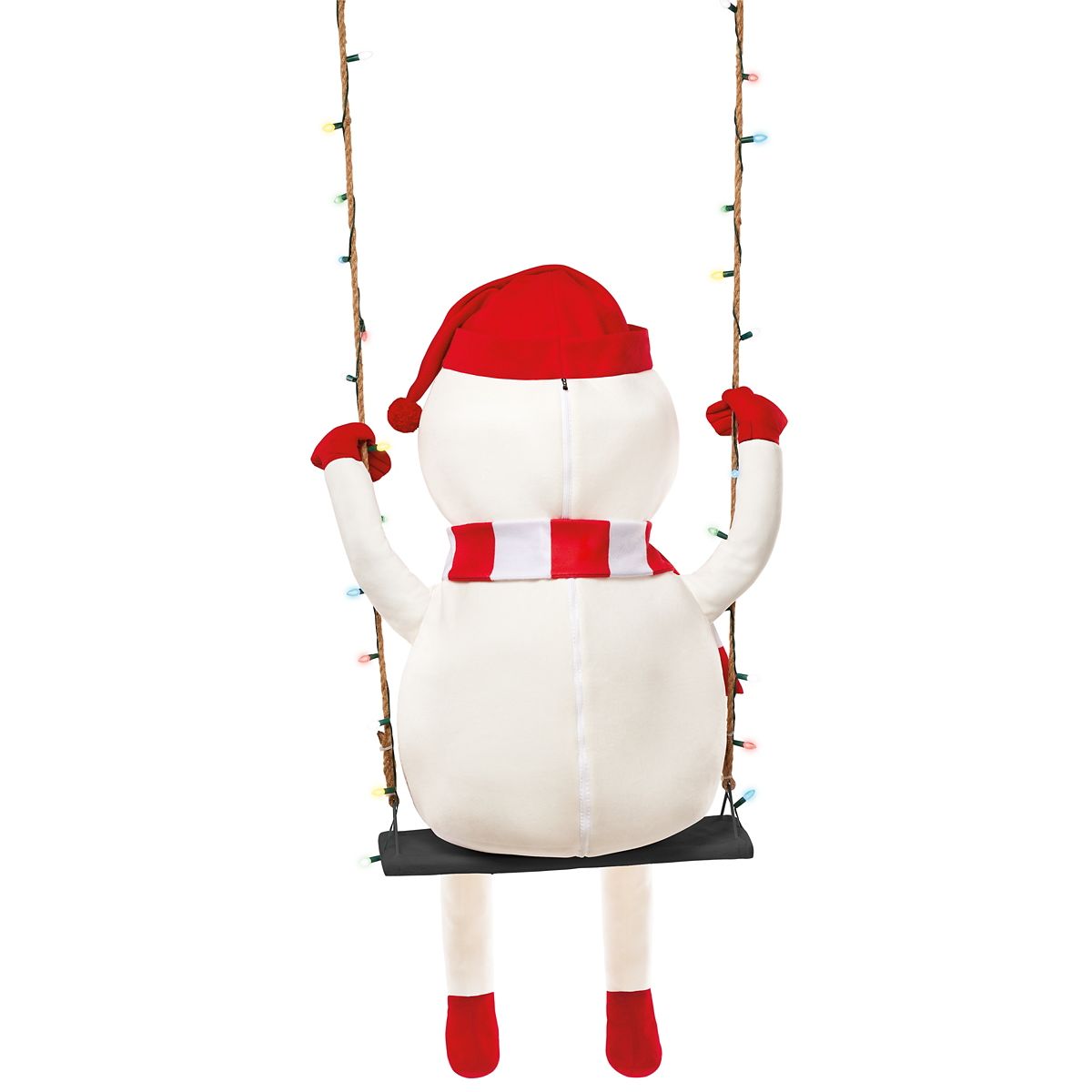 3 Ft 10 In Swinging Snowman Animatronic RED AND WHITE