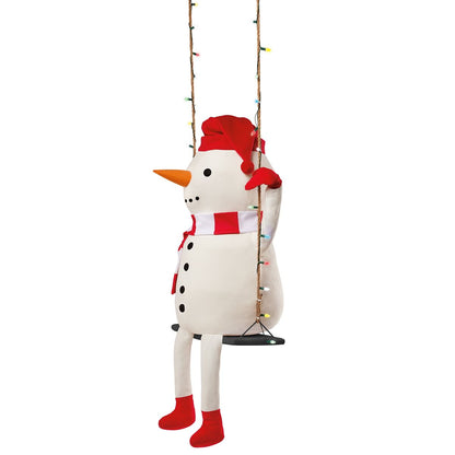 3 Ft 10 In Swinging Snowman Animatronic RED AND WHITE