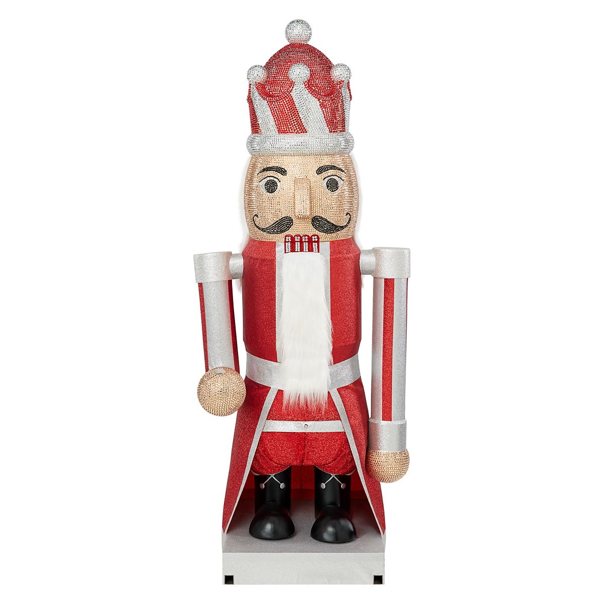 7 Ft Candy Cane Bling Bluetooth Compatible Nutcracker Animatronic RED AND WHITE