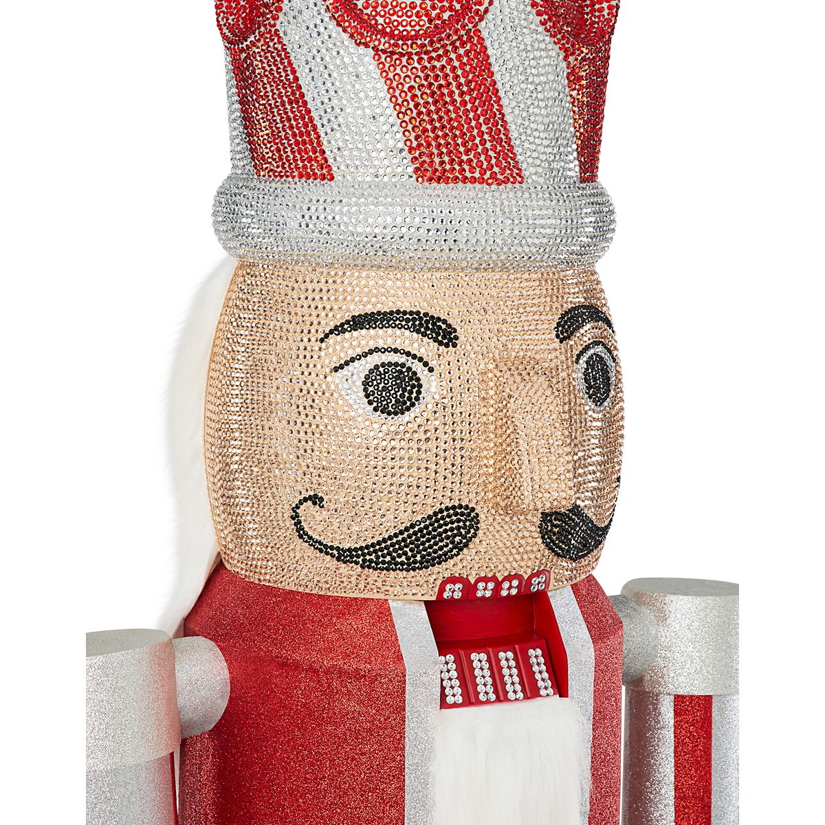 7 Ft Candy Cane Bling Bluetooth Compatible Nutcracker Animatronic RED AND WHITE
